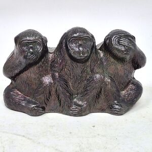Small Metal See No Evil Hear No Evil Speak No Evil Monkey Sculpture